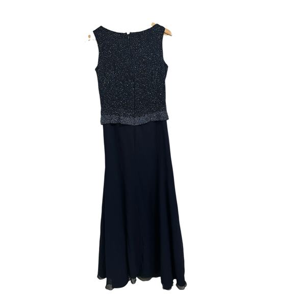 Jkara women's‎ vintage y2k beaded navy formal evening gown size 8 - Picture 5 of 6